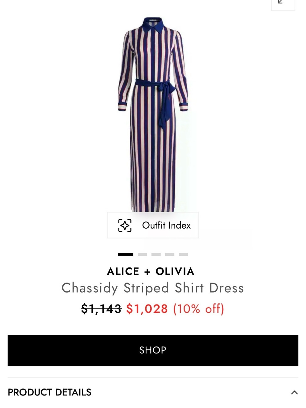 Alice + Olivia Chassidy striped-pattern shirt dress twilight blue Sz XS new $595 - Picture 10 of 10